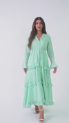 Luxury Cotton Maxi Shirt Dress with Geometric Print & Ruffle Details