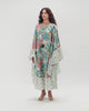Printed Ruffle Trimmed Kaftan with Tie Neck & Tassels
