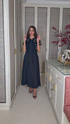 Black Embroidered Ankle Length Dress with Cropped Jacket