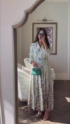 Floral & Leopard Linen Shirt Dress with Braided Beaded Belt