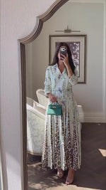 Floral & Leopard Linen Shirt Dress with Braided Beaded Belt