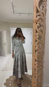 Floral & Leopard Linen Shirt Dress with Braided Beaded Belt