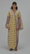 Printed Cotton Blue Check Mixed Print Kimono Abaya