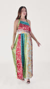 Patchwork Satin Maxi Dress