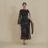 Asymmetrical sleeves chiffon dress