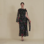 فستان شيفون كتف مكشوف بطبعة زهور