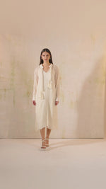 Pearl Off-White Crinkled Chiffon Shirt Dress
