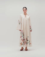Loose A-Line Linen Dress with Floral Print