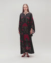 Satin Black Botanical Printed Kaftan
