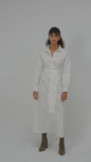 White Poplin Shirt with Tie Belt Dress