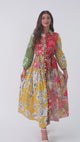 Luxury Modest Poplin Maxi Dress with Bambi & Mixed Artistic Prints