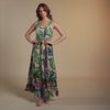 Green Printed Cotton Maxi Dress