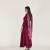 Embellished Evening Crepe Maxi Dress with Attached Satin Scarf