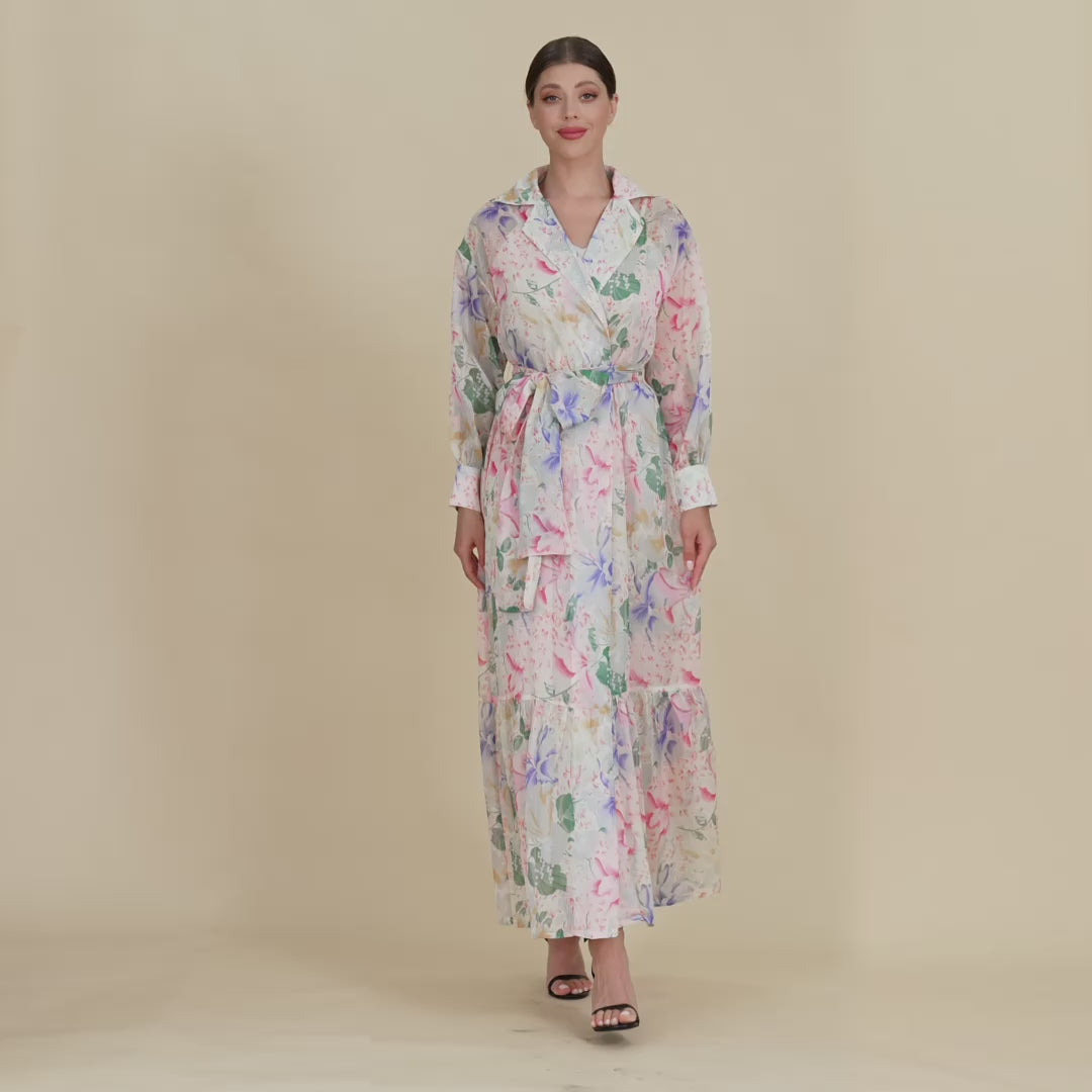 فستان شيفون لف بألوان الباستيل