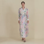 فستان شيفون لف بألوان الباستيل