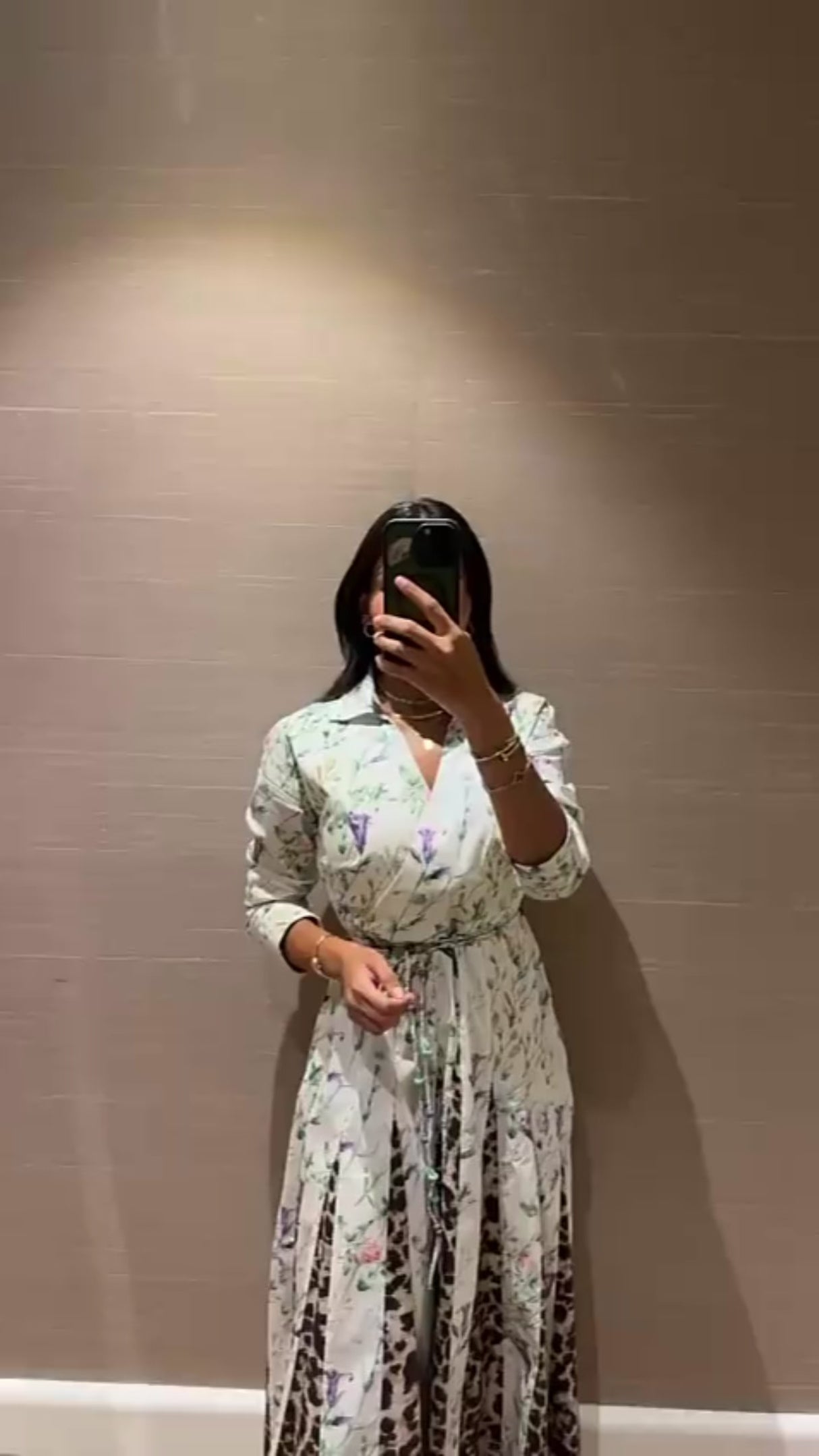 Floral & Leopard Linen Shirt Dress with Braided Beaded Belt