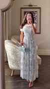 Floral Mesh Maxi Dress with Waist Belt