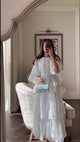 Aqua Bloom Tiered Lace Trim Maxi Dress