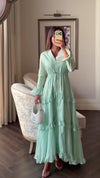 Luxury Cotton Maxi Shirt Dress with Geometric Print & Ruffle Details