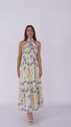 Floral Linen Halter Maxi Dress