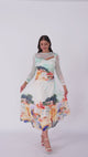 Mediterranean Landscape Printed Mesh Top & Skirt Set