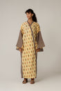 Printed Cotton Green Check Mixed Print Kimono Abaya - Noētic