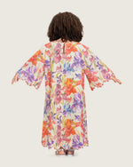 Printed Cotton Kids Dress with Relaxed Fit and Scalloped Edges - Peach - Noētic