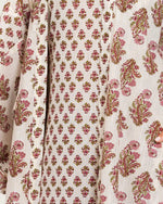 Printed Cotton Kimono Abaya Dress Set with Metalic Threads - Pink - Noētic