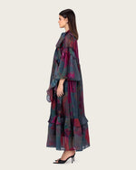 Printed Maxi Dress with Bow Neck and Flared Sleeves - Noētic