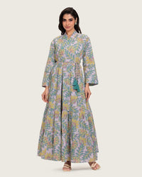 Printed Maxi Wrap dress with Tie Waist & Tassels - Noētic