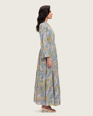 Printed Maxi Wrap dress with Tie Waist & Tassels - Noētic