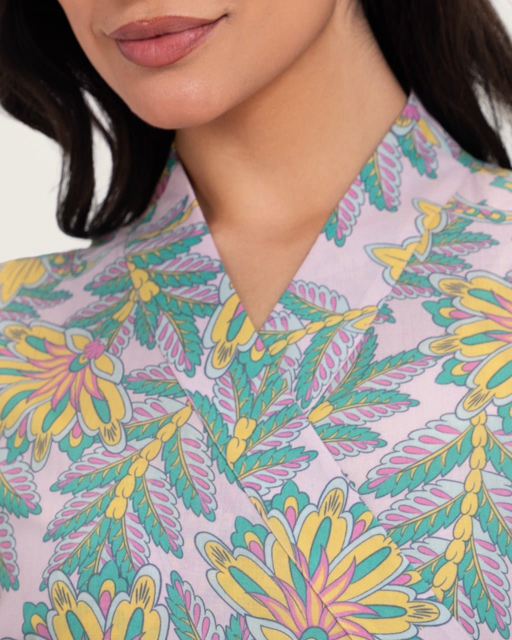 Printed Maxi Wrap dress with Tie Waist & Tassels - Noētic
