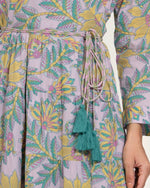 Printed Maxi Wrap dress with Tie Waist & Tassels - Noētic