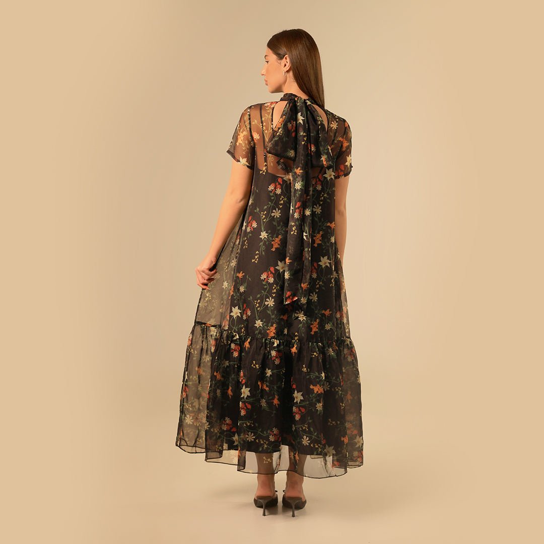 Printed sheer soft organza dress - Noētic