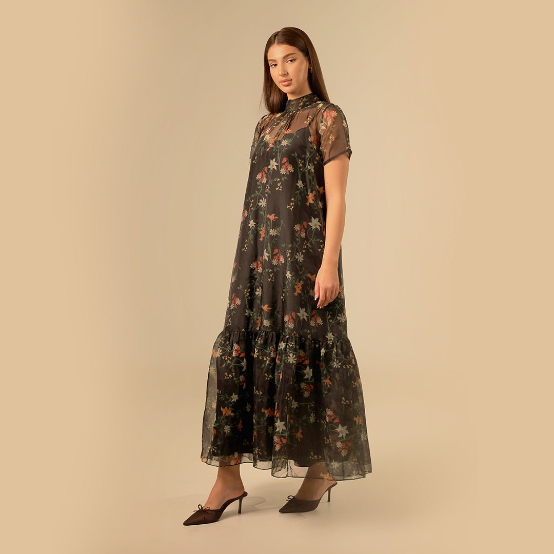 Printed sheer soft organza dress - Noētic