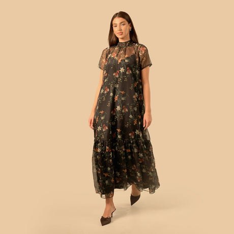 Printed sheer soft organza dress - Noētic