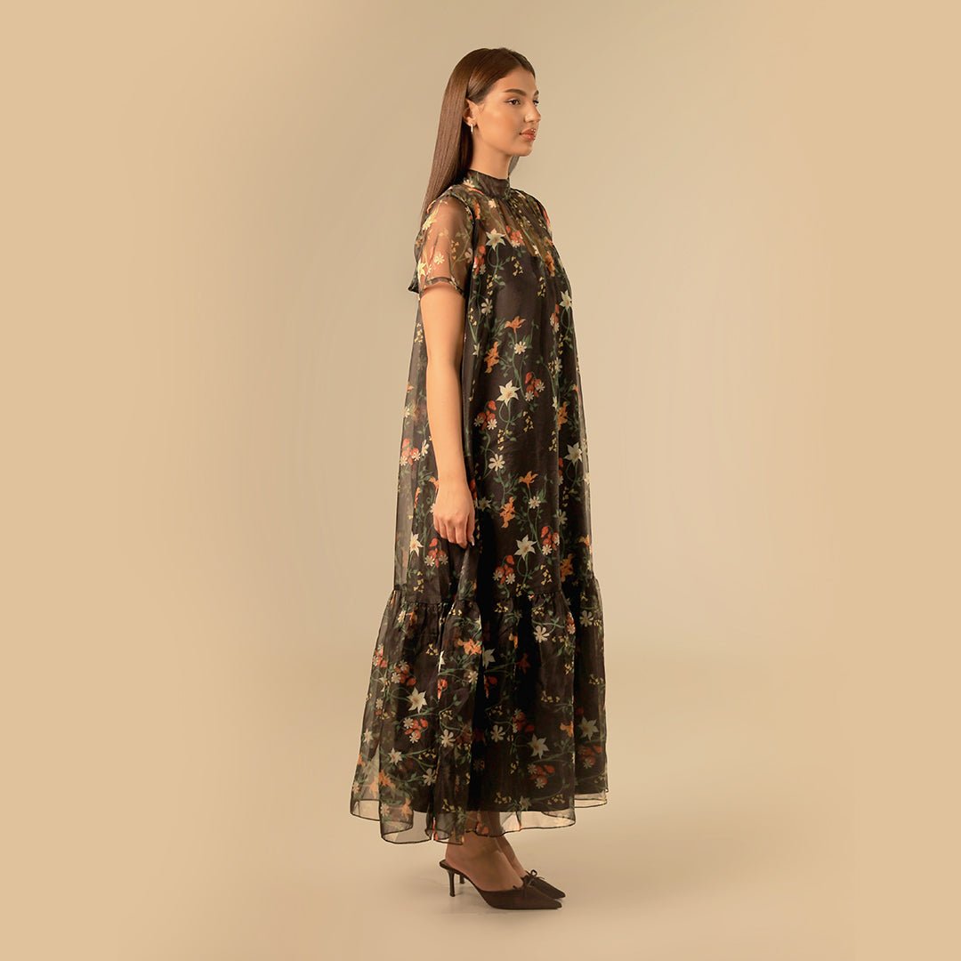Printed sheer soft organza dress - Noētic