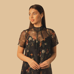 Printed sheer soft organza dress - Noētic