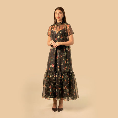 Printed sheer soft organza dress - Noētic