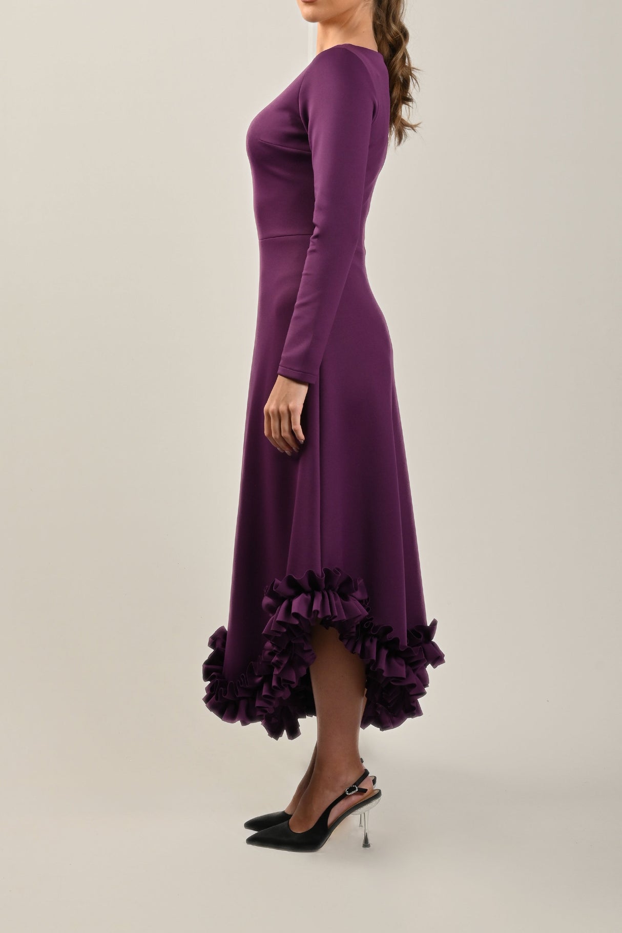 Purple Ruffled Hem Dress - Noētic