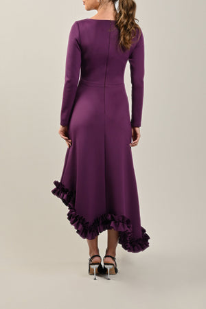 Purple Ruffled Hem Dress - Noētic