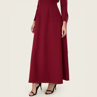 Embellished Evening Crepe Maxi Dress with Attached Satin Scarf