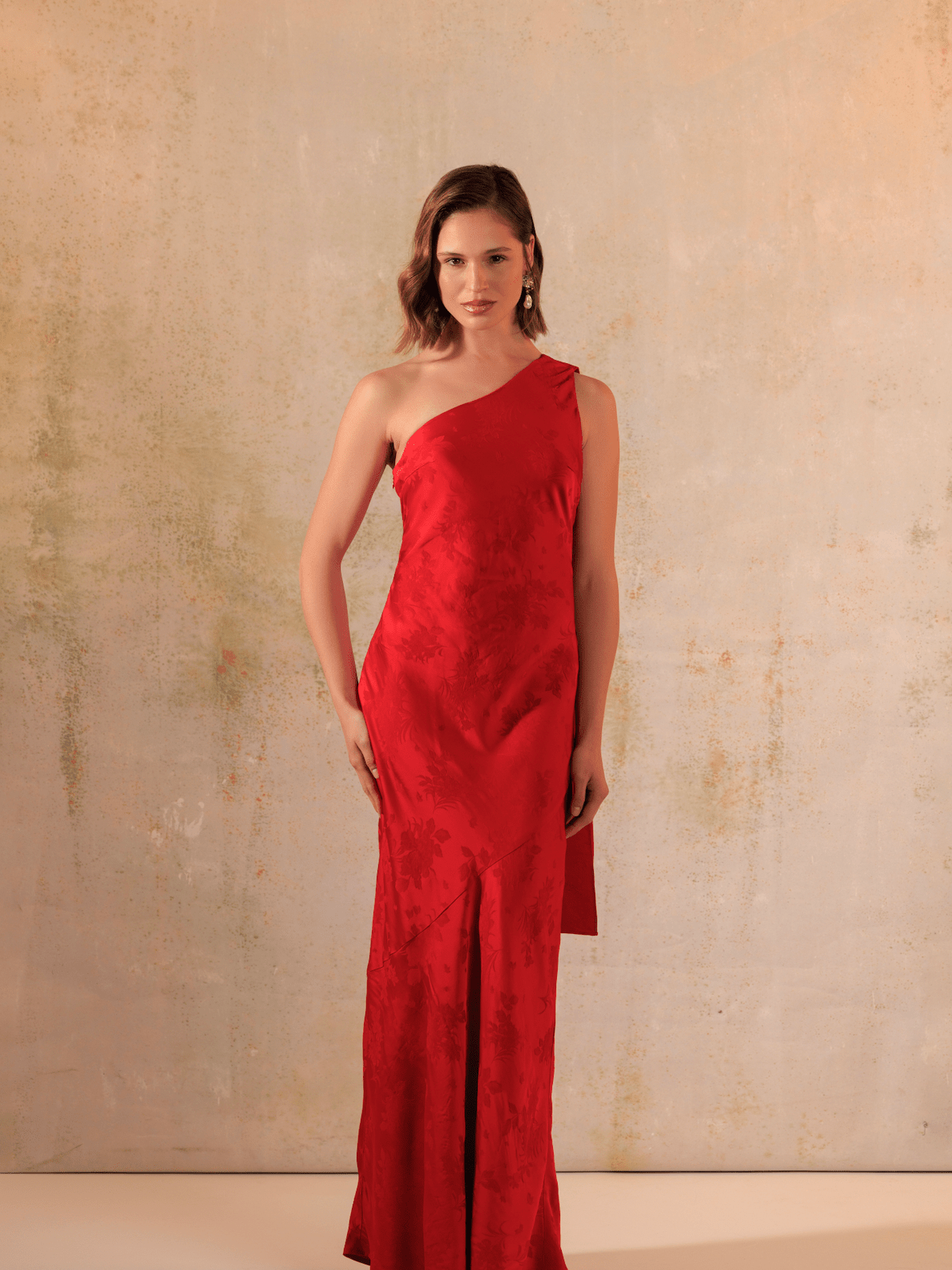 red one shoulder cut out dress One Shoulder Cut Out Gown