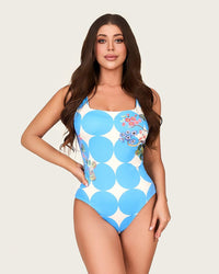 Riviera Print One-Piece Swimsuit with Fringed Wrap Skirt Cover-Up - Noētic