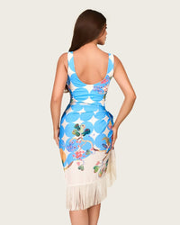 Riviera Print One-Piece Swimsuit with Fringed Wrap Skirt Cover-Up - Noētic