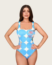 Riviera Print One-Piece Swimsuit with Fringed Wrap Skirt Cover-Up - Noētic