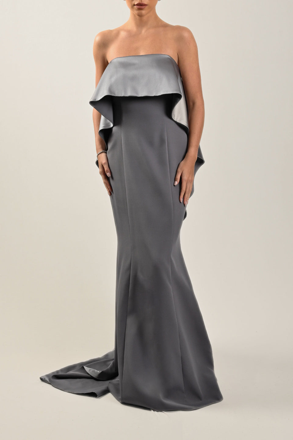 grey modest dress Sleeveless Long Crepe – Elegant Style for Women L YGroup_lolli Rompers Maxi Dresses Midi Best Casual Dresses For Size:IT42