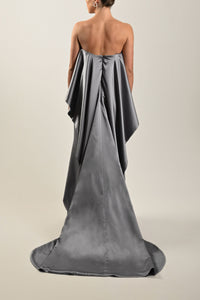 Sleeveless Long Crepe Dress – Elegant Grey Modest Style for Women - Noētic