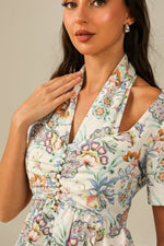 Soft Linen Vibrant Printed Dress – Modest & Light Summer Wear - Noētic