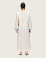 Soft Melon Linen Kaftan with Hand Embellishments and Scalloped Edges - Noētic